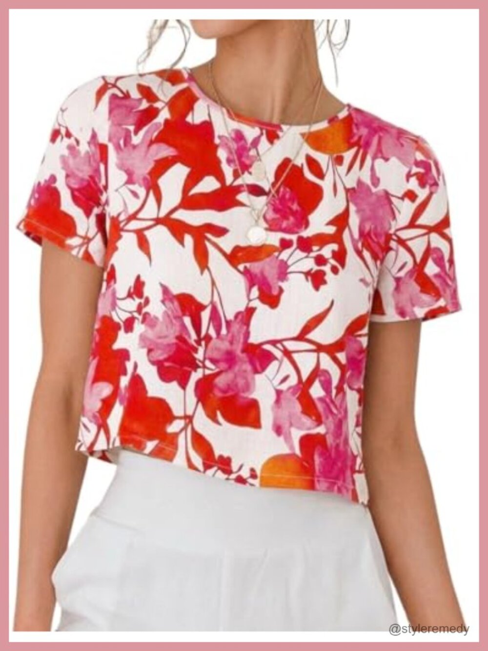 Womens Crop Linen T-Shirt Short Sleeve Beach Blouse Top